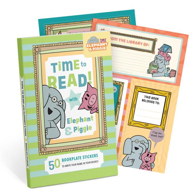 Time to Read! With Elephant & Piggie: 50 Bookplate Stickers